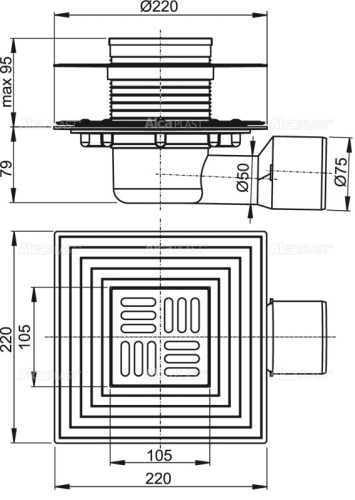 Alcaplast APV3344 padlóösszefolyó