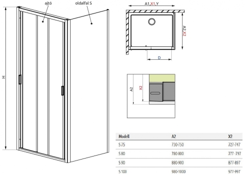 Radaway Evo S 75 zuhany oldalfal 336075-01-01