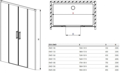 Radaway Idea Black DWD 140 zuhanyajtó 387124-54-01