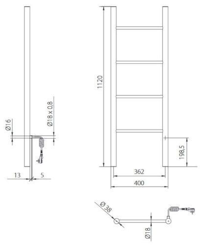 Sapho KARBO elektromos fürdőszobai radiátor 400x1120 mm, fekete KB904