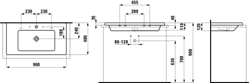 Laufen Living Square 90x48 cm mosdó mázazott alsó felülettel H8164340001041