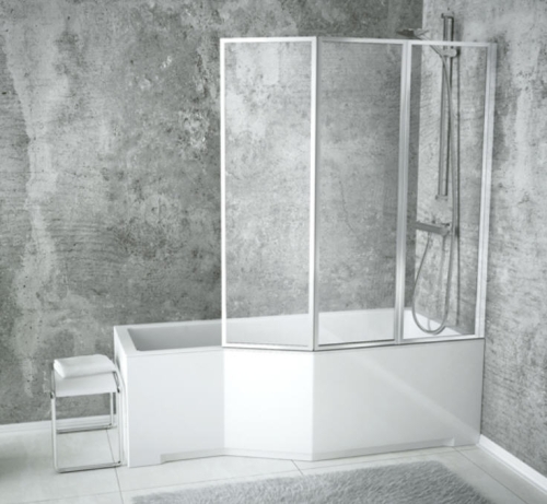 Besco Integra 150x75/56 cm-es kád 3 részes kádparavánnal jobbos