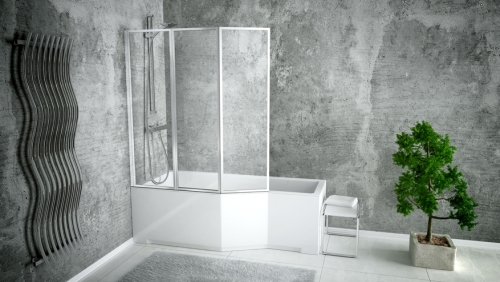 Besco Integra 170x75/56 cm-es kád 3 részes kádparavánnal balos