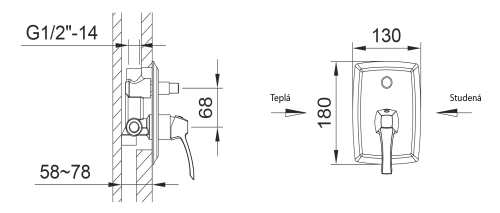 Sapho DREAMART 2-irányú falbaépített zuhanycsaptelep, króm DA042