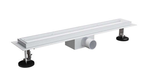 Roltechnik rozsdamentes zuhanyfolyóka, WHITE GLASS (fehér üveg) betéttel, 700 mm, RRF-WG-700 (K)