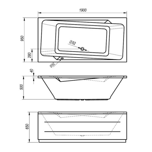 Kolpa-San Norma 190/MO-2+MIKRO Előlapos egyenes fürdőkád kombinált masszázs rendszerrel mikrofúvókákkal 798540