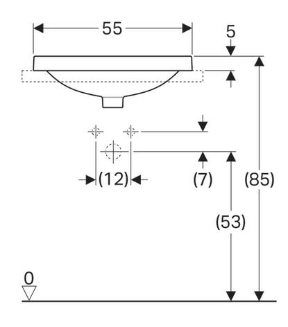 Geberit VariForm 55x40 cm szögletes beépíthető mosdó túlfolyó nélkül 500.739.01.2