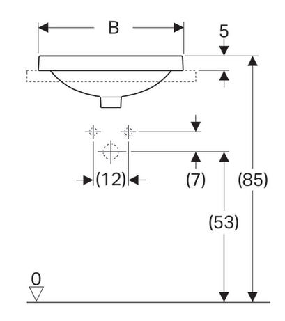 Geberit VariForm 50x40 cm ovális beépíthető mosdó túlfolyóval 500.709.01.2