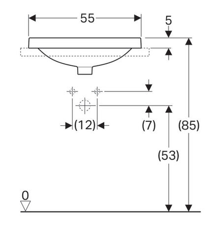 Geberit VariForm 55x45 cm beépíthető mosdó túlfolyóval 500.740.01.2