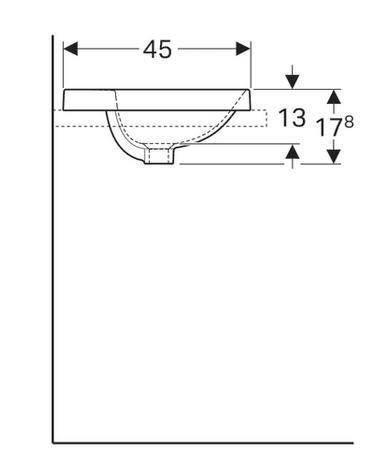 Geberit VariForm 55x45 cm beépíthető mosdó túlfolyóval 500.740.01.2