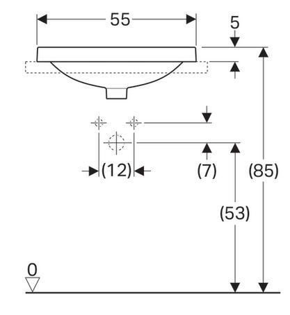 Geberit VariForm 55x45 cm beépíthető mosdó túlfolyó nélkül 500.743.01.2