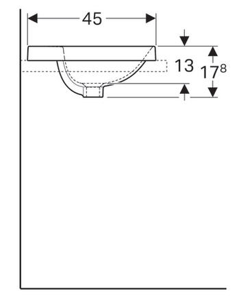 Geberit VariForm 55x45 cm beépíthető mosdó túlfolyó nélkül 500.743.01.2