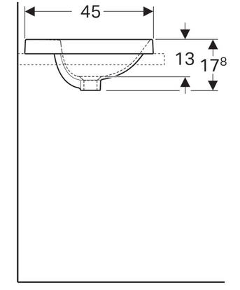 Geberit VariForm 50x45 cm beépíthető mosdó túlfolyóval 500.712.01.2