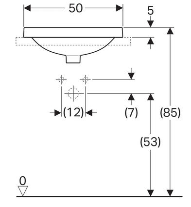 Geberit VariForm 50x45 cm beépíthető mosdó túlfolyó nélkül 500.714.01.2