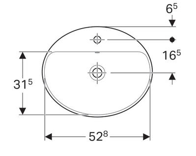 Geberit VariForm 55x45 cm beépíthető mosdó túlfolyóval 500.720.01.2