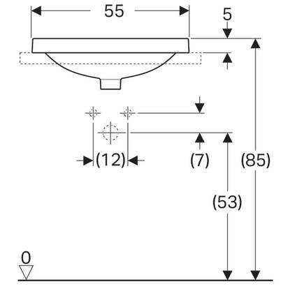 Geberit VariForm 55x45 cm beépíthető mosdó túlfolyóval 500.720.01.2