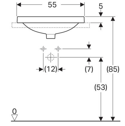 Geberit VariForm 55x45 cm beépíthető mosdó túlfolyó nélkül 500.722.01.2