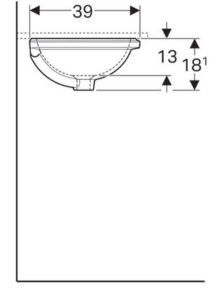 Geberit VariForm 48x39 cm alulról beépíthető mosdó túlfolyóval 500.749.01.2