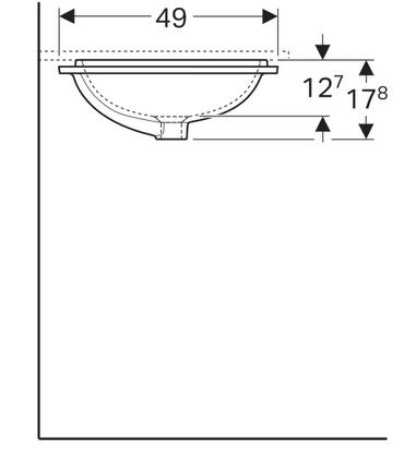 Geberit VariForm 58x49 cm alulról beépíthető mosdó túlfolyó nélkül 500.766.01.2