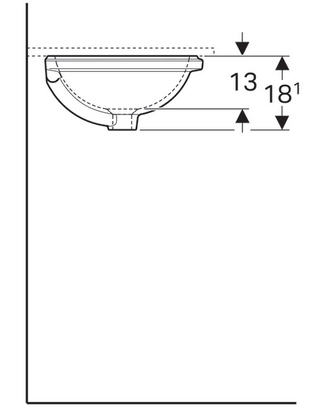 Geberit VariForm 39 cm alulról beépíthető mosdó túlfolyóval 500.744.01.2