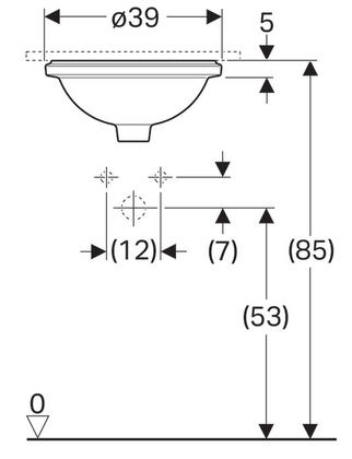 Geberit VariForm 39 cm alulról beépíthető mosdó túlfolyóval 500.744.01.2