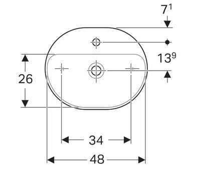 Geberit VariForm 50x40 cm pultra ültethető mosdó túlfolyó nélkül 500.776.01.2