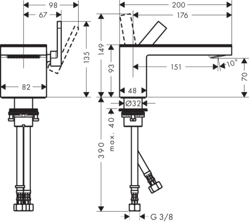 Hansgrohe AXOR MyEdition egykaros mosdócsaptelep 70 push-open lefolyóval, króm 47010000