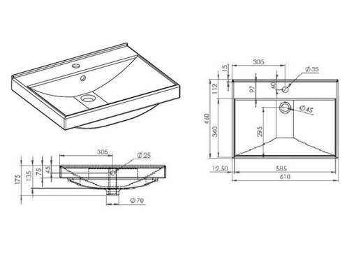 AREZZO design Maxxi 60 cm-es mosdó AR-145805