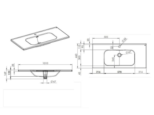 AREZZO design Piazza 100 cm-es mosdó AR-145730