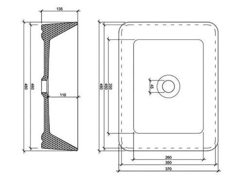 AREZZO design Placa pultra ültethető mosdó AR-058