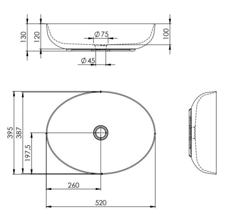 AREZZO design RIKA 52x39,5 cm pultra ültethető mosdó, fehér AR-145056