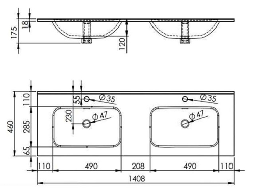 AREZZO design Skappa 140 cm-es dupla mosdó AR-145885