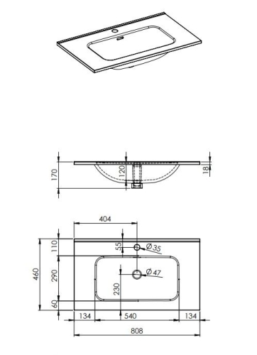 AREZZO design SKAPPA 80 cm mosdó, fehér AR-145840