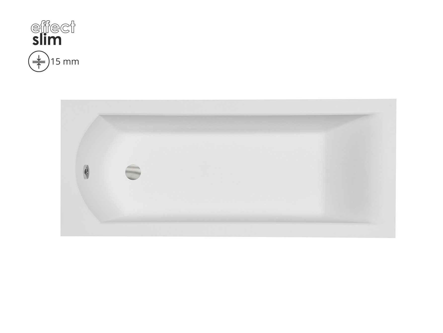 Besco SHEA SLIM 160x70 cm egyenes kád, fehér WAS-160-SL