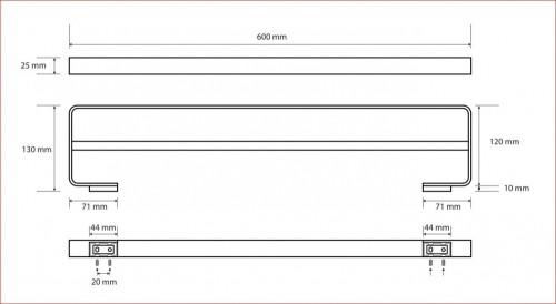 Sapho BEMETA SOLO Dupla törölközőtartó, 600x25x130mm, króm 139104052