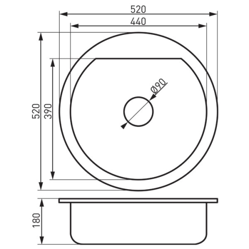 Ferro BIZZY egymedencés gránit mosogató Ø52 cm, grafit DRG52B