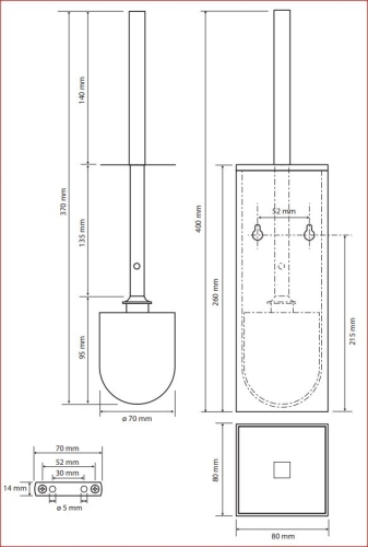 Sapho BEMETA NERO WC kefetartó álló vagy falra szerelhető, 80x400x80mm, fekete 135913090