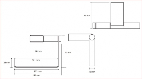 Sapho BEMETA NERO WC papírtartó, 131x90x75mm, fekete (135012220) XJ735