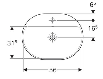 Geberit VariForm 60x45 cm beépíthető mosdó túlfolyóval 500.733.01.2