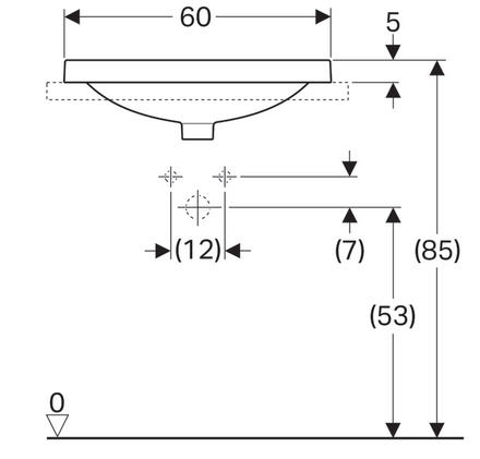 Geberit VariForm 60x45 cm beépíthető mosdó túlfolyóval 500.733.01.2