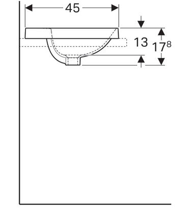 Geberit VariForm 60x45 cm beépíthető mosdó túlfolyóval 500.733.01.2