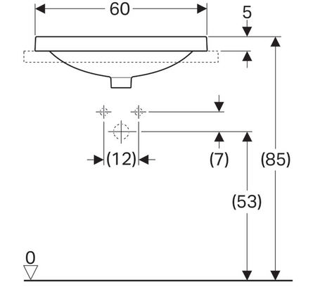 Geberit VariForm 60x45 cm beépíthető mosdó túlfolyó nélkül 500.734.01.2