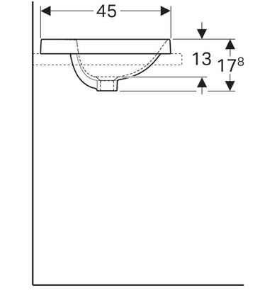 Geberit VariForm 60x45 cm beépíthető mosdó túlfolyó nélkül 500.735.01.2