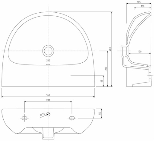 Geberit Selnova 55x44 cm mosdó ovális, csaplyuk nélkül 500.304.01.1