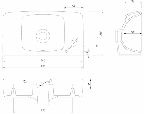 Geberit Selnova Square 45x25 cm kézmosó bal oldali csaplyukkal 500.319.01.1