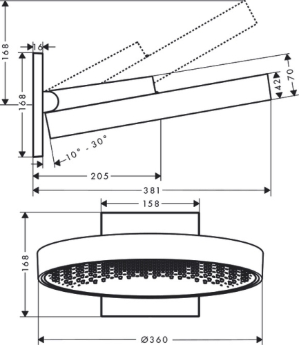 Hansgrohe Rainfinity Fejzuhany 360 1jet fali csatlakozóval, matt fehér 26230700