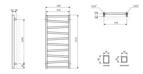 Sapho ZIG 500x1572mm fürdőszobai radiátor, fehér ZG516