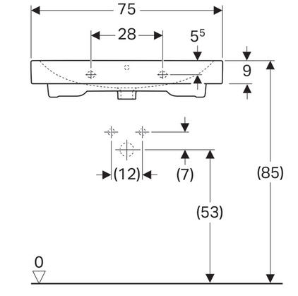 Geberit iCon 75x48,5 cm mosdó csaplyuk nélkül 124078000