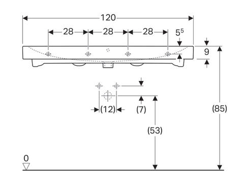 Geberit iCon 120x48,5 cm mosdó csaplyuk nélkül 124025000