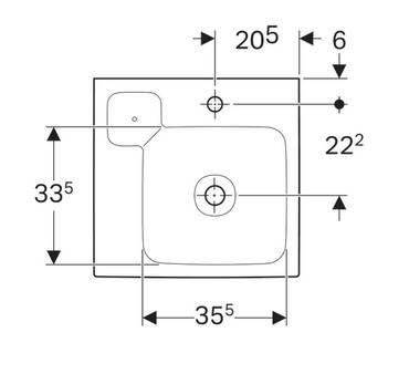Geberit iCon 50x48,5 cm mosdó pakolófelülettel és dekor tállal, bal pakolóval 124150000